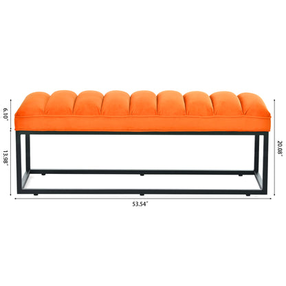 Metal Base Upholstered Bench - Orange
