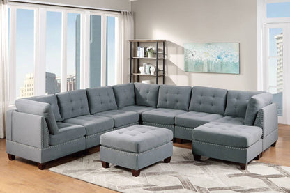 Tufted Fabric Ottoman - Grey