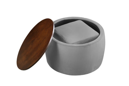 Versa Round Ottoman Set with Storage - Grey
