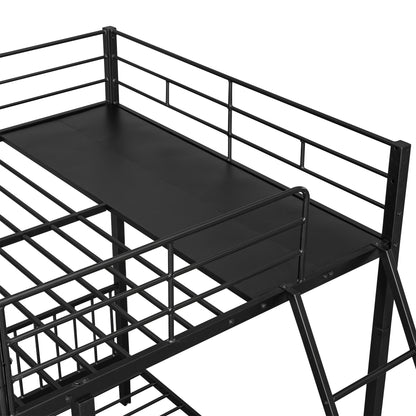 TripleMax Twin Bunk Bed - Sleek Black Design with Drawers and Guardrails
