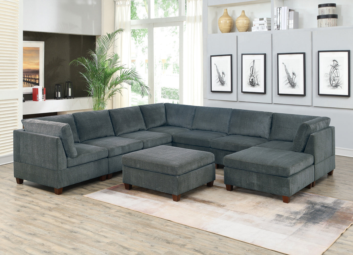 Chenille Comfort Ottoman - Grey