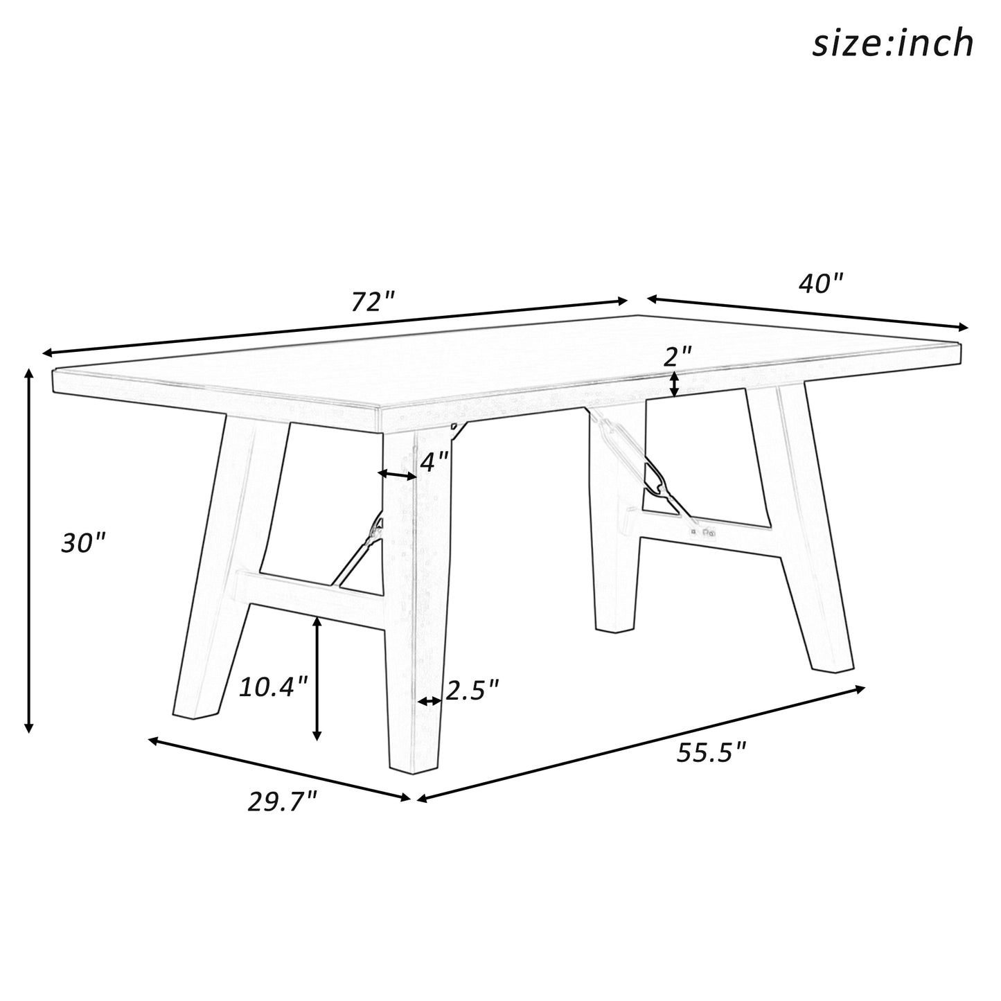Rustic Elegance 72" Espresso Wooden Table with Chain Bracket