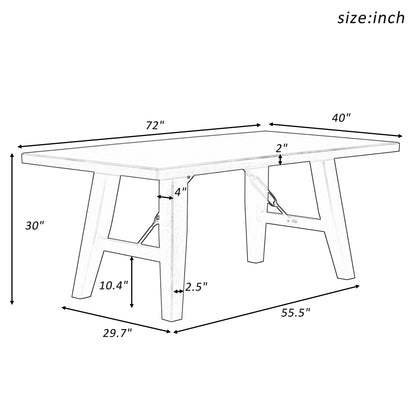 Rustic Elegance 72" Espresso Wooden Table with Chain Bracket