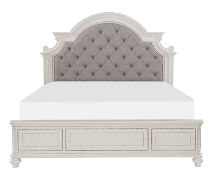 Elegance Restored Antique White Button-Tufted Eastern King Bed