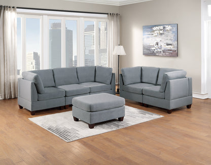 Elegance Grey Linen Ottoman