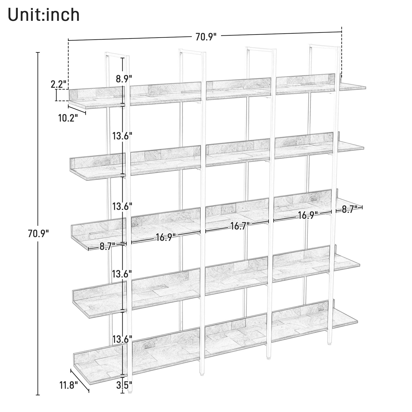 Vintage Industrial Style Shelf - Brown