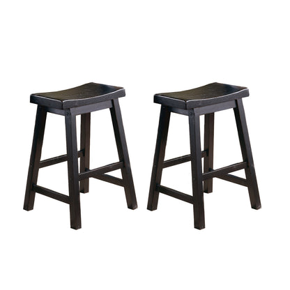 Solid Wood 24-inch Counter Height Stools - Black Set of 2