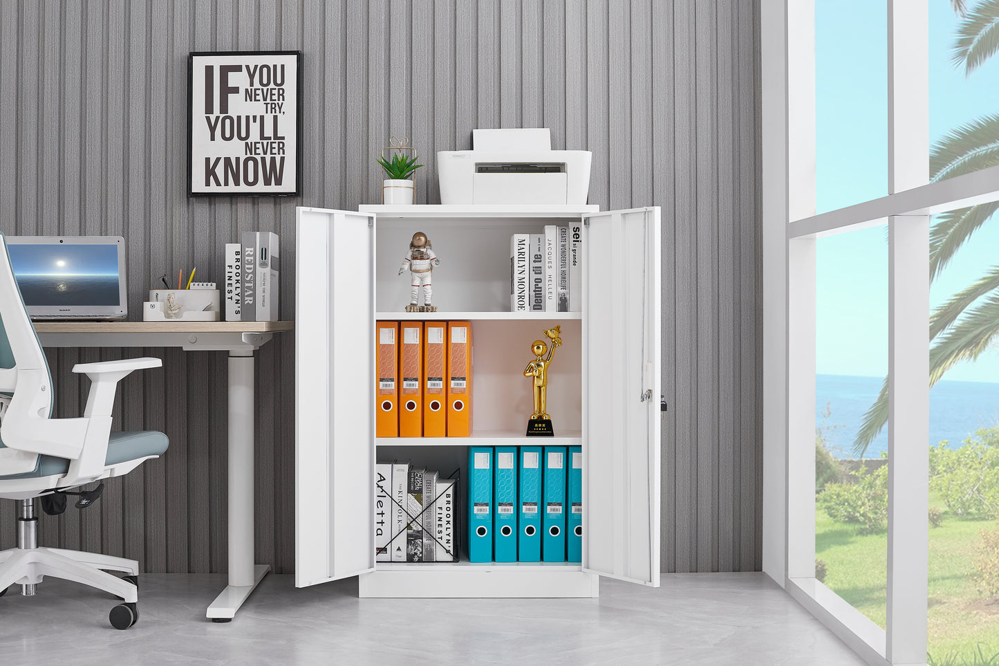Secure Guard Storage Metal Cabinet - White