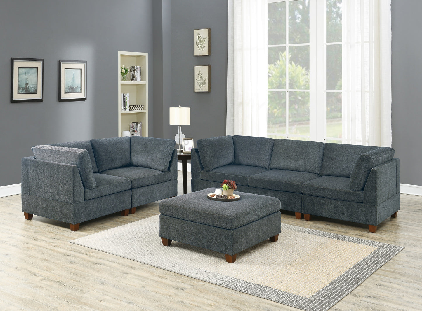 Chenille Comfort Ottoman - Grey
