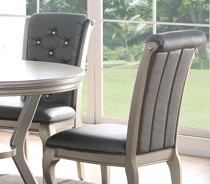 Elegant Silver Hue Round Dining Set