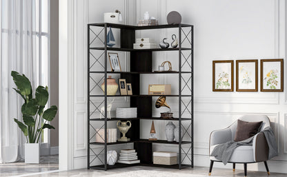 L-Shaped Corner Bookcase - Black