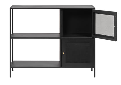 Cabinet with 2 Metal Mesh Doors and Versatile Storage Bookcase