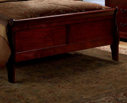 Louis Philippe Solid Wood Eastern King Size Bed - Cherry