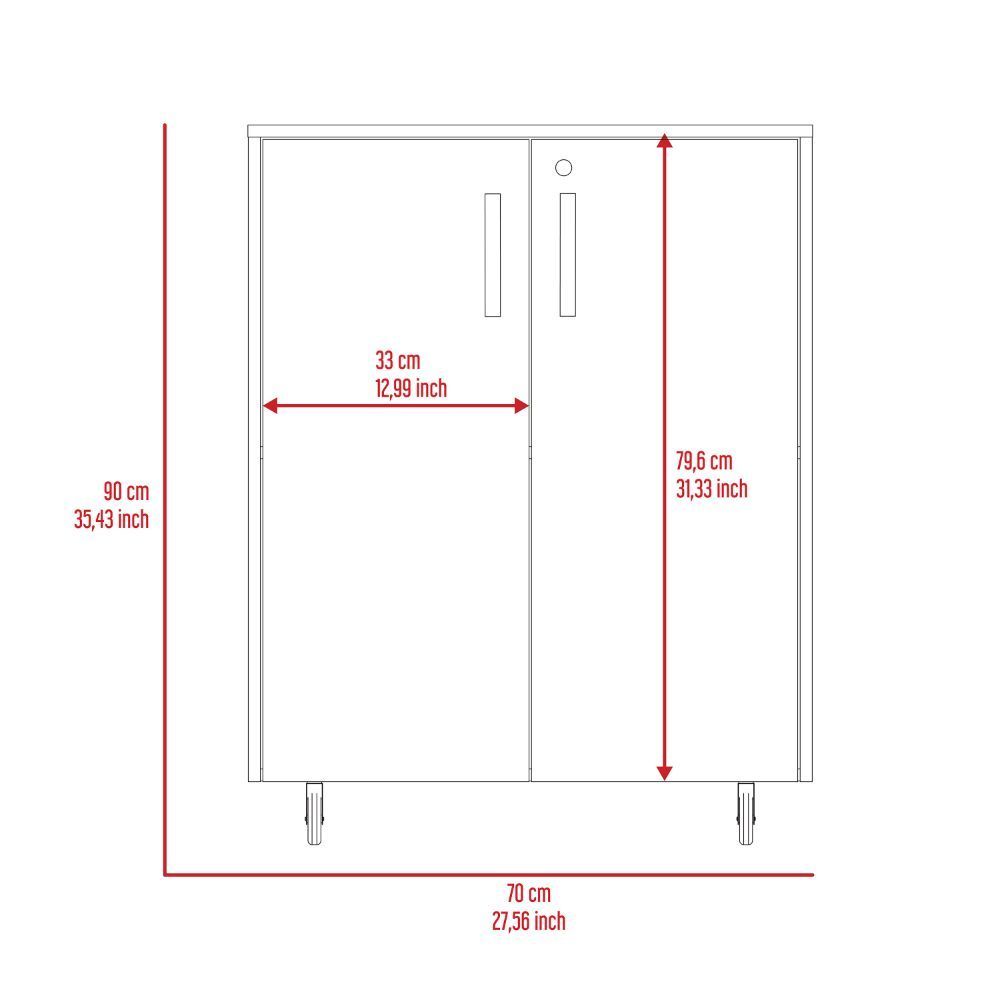 Casters Storage Cabinet  Double Door  - Black