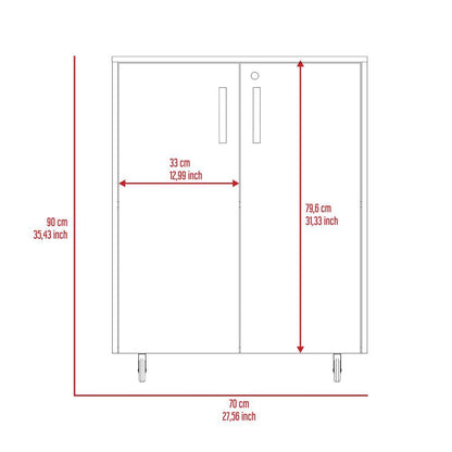 Casters Storage Cabinet  Double Door  - Black