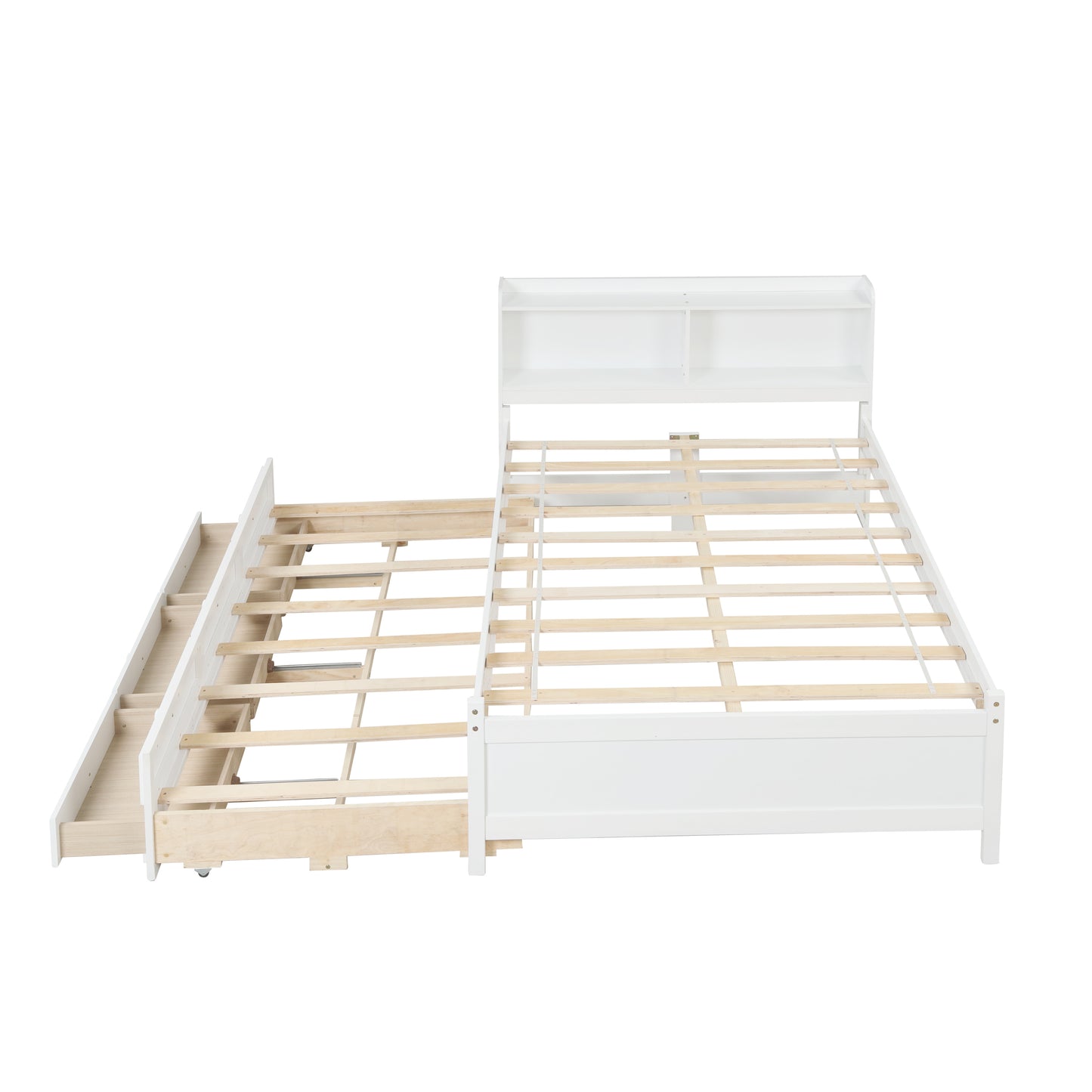 White Haven Full Bed with Bookcase, Twin Trundle, and Drawers