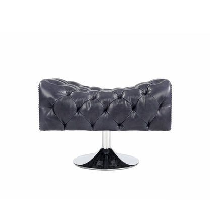 Lance Full Genuine Leather Swivel Ottoman