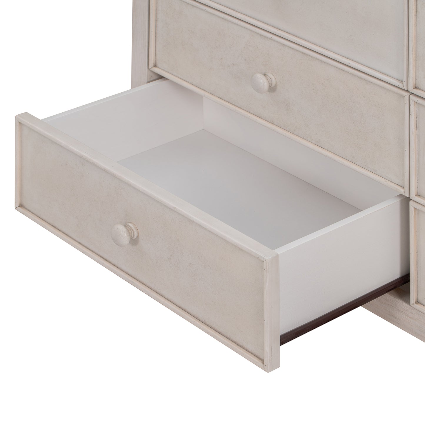 Elegant Vintage 6-Drawer Dresser: Antique White Wood Storage Cabinet