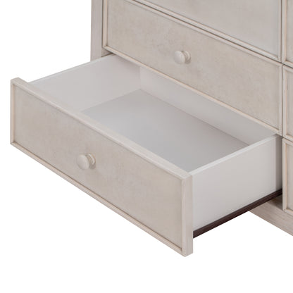 Elegant Vintage 6-Drawer Dresser: Antique White Wood Storage Cabinet
