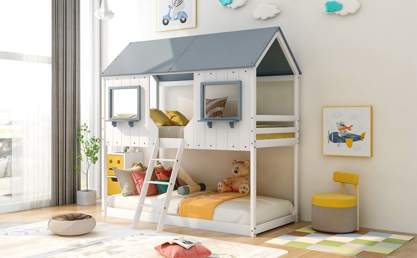 Fort  Twin Bunk Bed - White