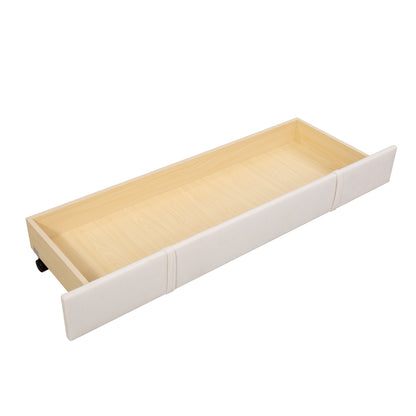 Helena Queen Size Velvet Platform Bed Frame - Beige