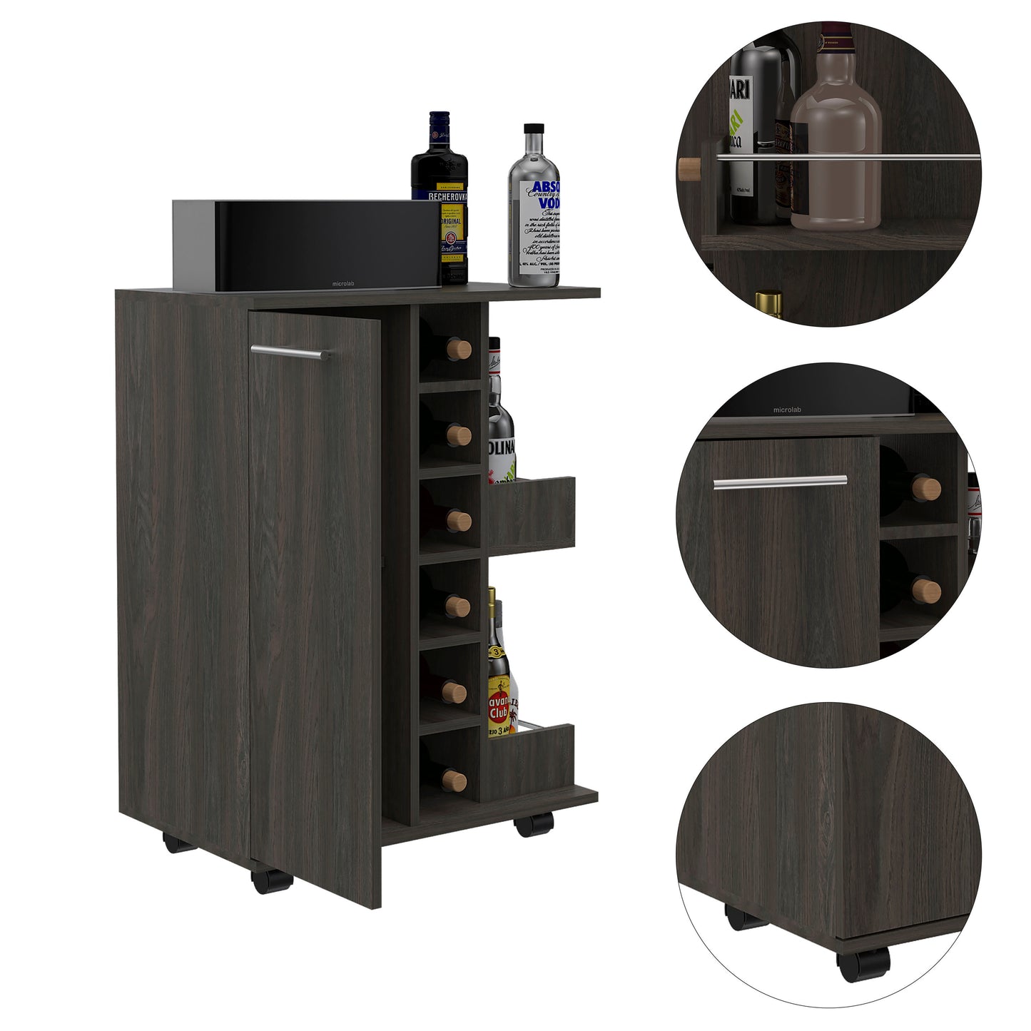 Bar Cart with Division Carbon - Espresso