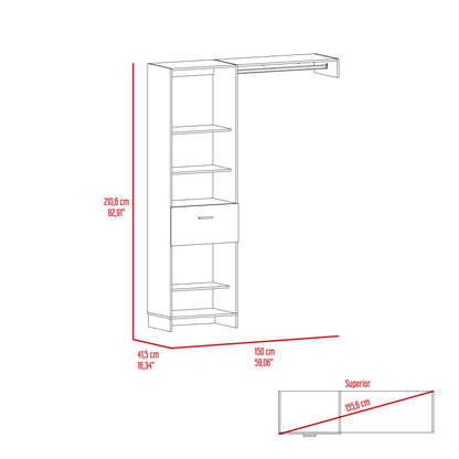 Nova Space 1-Drawer 4-Shelf Closet System - White
