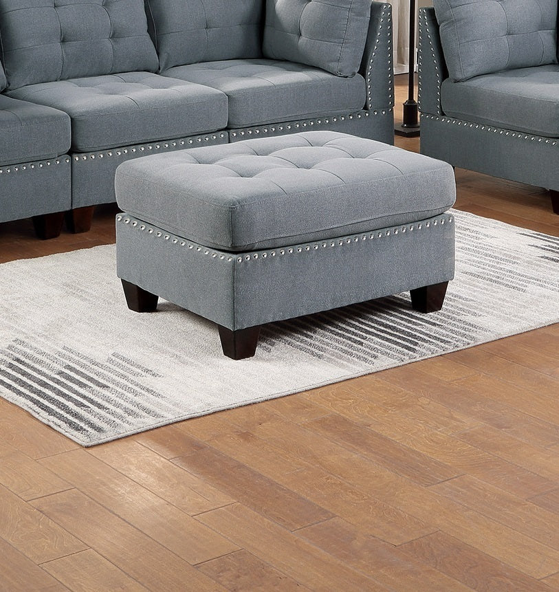 Tufted Fabric Ottoman - Grey