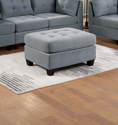 Tufted Fabric Ottoman - Grey