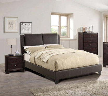 Niki Faux Leather Upholstered Queen Size Bed - Brown