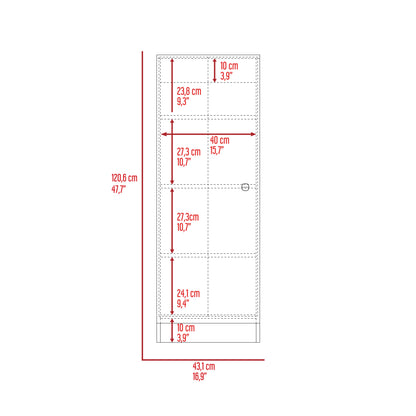 Belleria Single Door Pantry with Four Interior Shelves  - White