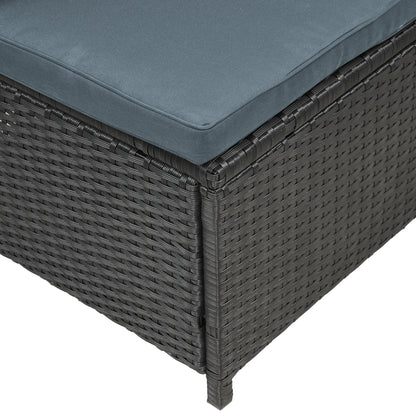 Elegant Oasis 6-Piece Outdoor Patio Furniture Set with Glass Table and Ottomans (Black)