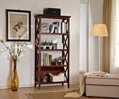 Bookshelf with Sturdy Solid Frame - Walnut