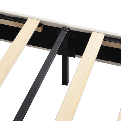Elegant Queen Size Platform Bed Frame - Beige
