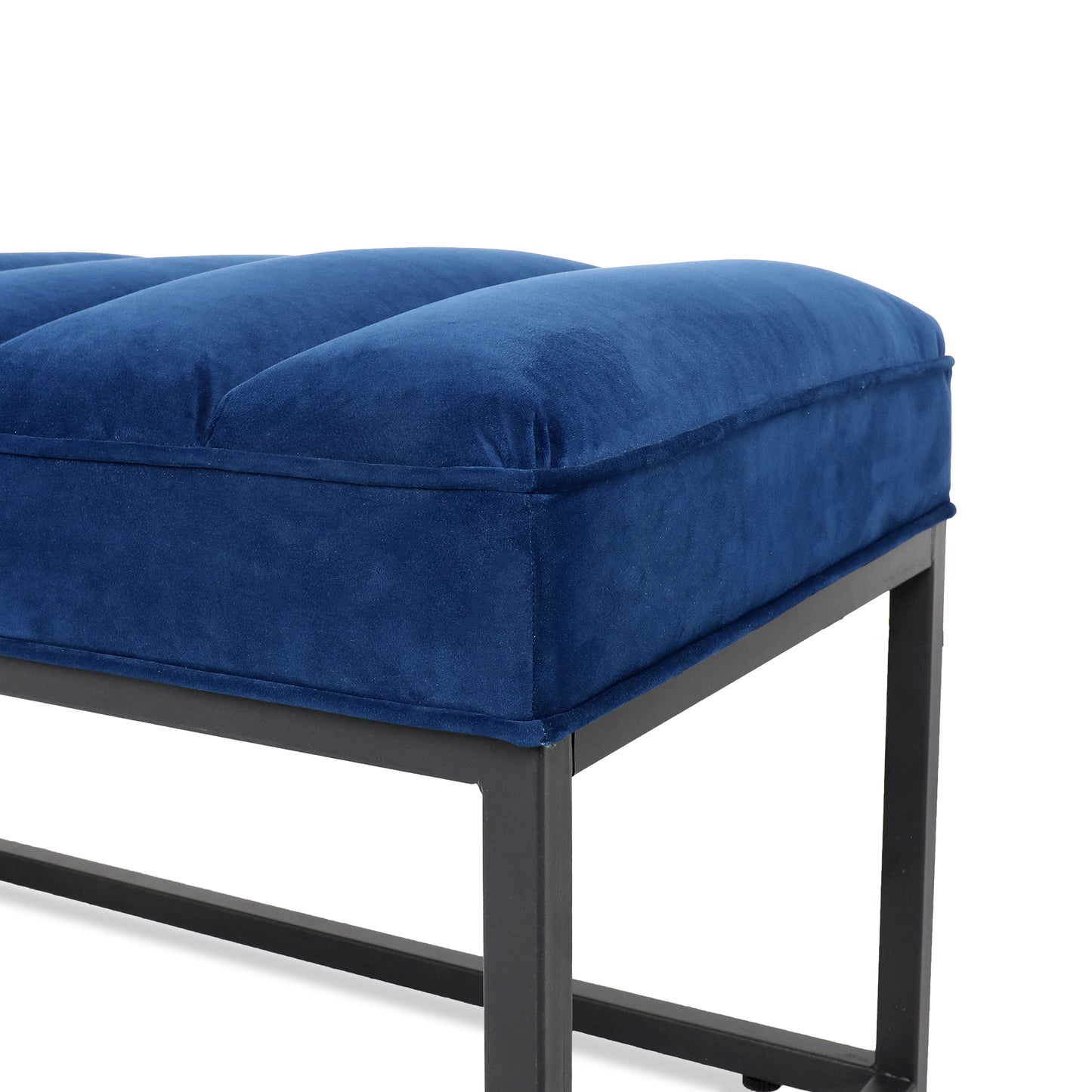 Metal Base Upholstered Bench - Navy Blue