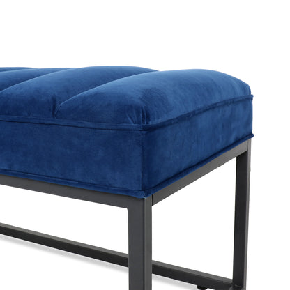 Metal Base Upholstered Bench - Navy Blue