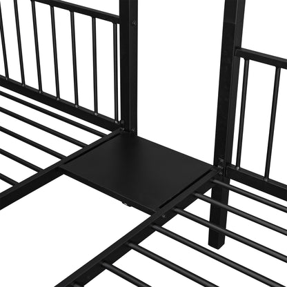 TripleMax Twin Bunk Bed - Sleek Black Design with Drawers and Guardrails