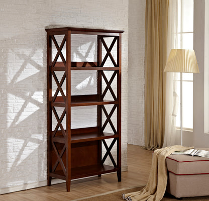 Bookshelf with Sturdy Solid Frame - Walnut