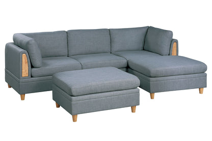 Wooden Legs Ottoman - Grey