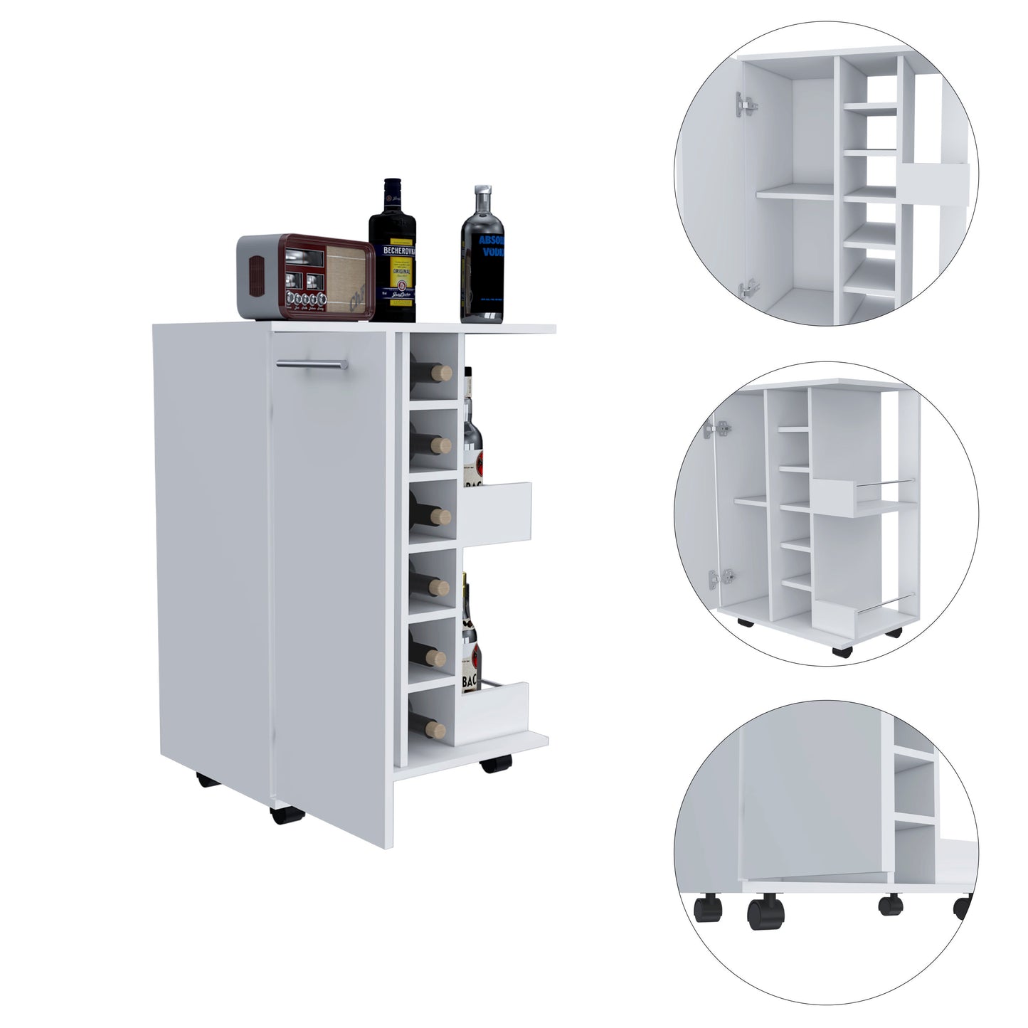 Bar Cart with Division Carbon - White