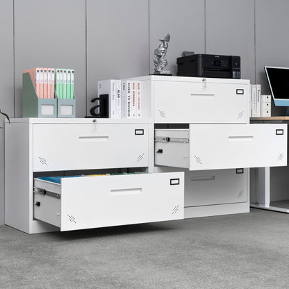 Metal Steel 2 Drawer Lateral Filing Cabinet - White