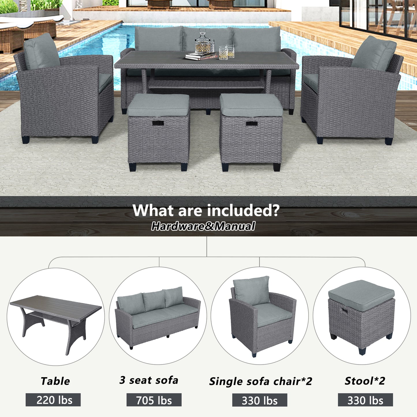 Elegant Oasis 6-Piece Outdoor Rattan Wicker Set