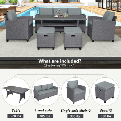 Elegant Oasis 6-Piece Outdoor Rattan Wicker Set