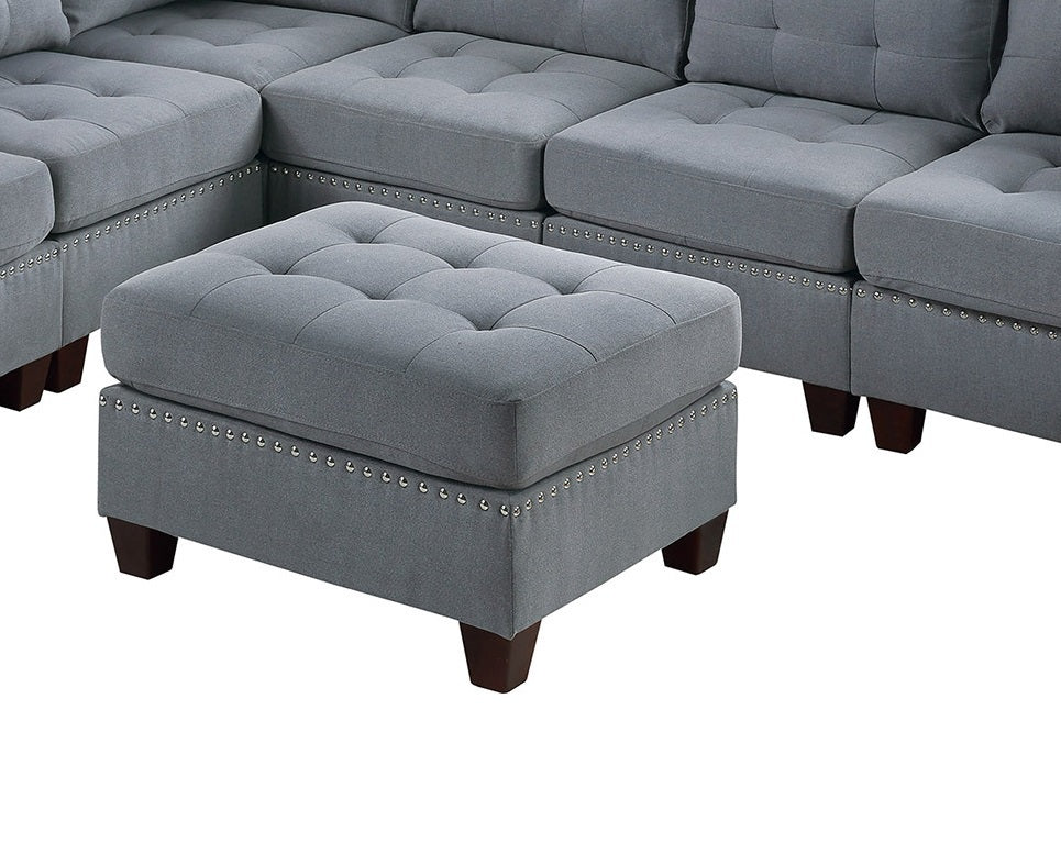 Tufted Fabric Ottoman - Grey
