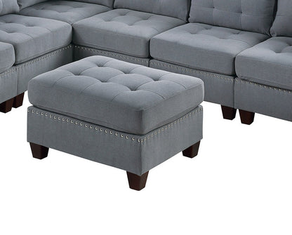 Tufted Fabric Ottoman - Grey