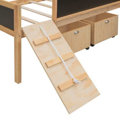 Nature's Haven Twin Loft Bed with Dual Storage