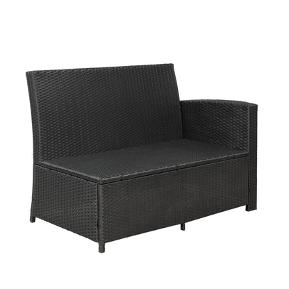 Elegant Oasis 6-Piece Outdoor Patio Furniture Set with Glass Table and Ottomans (Black)