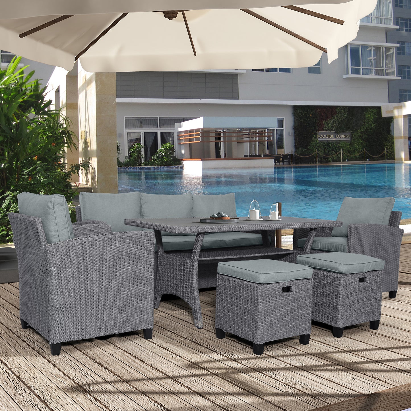 Elegant Oasis 6-Piece Outdoor Rattan Wicker Set