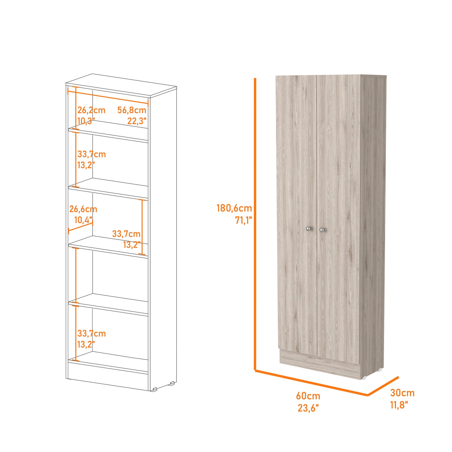 Greyson Tall Storage Cabinet- Grey