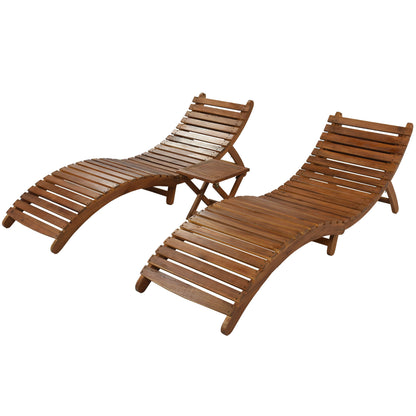 Elevate Lounge Outdoor Patio Wood Portable Extended Chaise Lounge Set - Gray